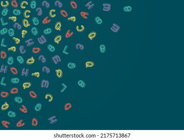 Chalk Chalkboard Vector Green Background. Letter Drawing Template. Sketchy Abc Blackboard Pattern. Artwork Sketch.