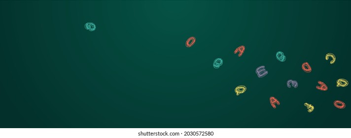 Chalk Chalkboard Vector Panoramic Background. Letter Style Sketch. Artwork Doodle School Board Frame. Drawing Design.