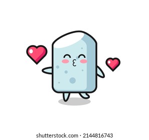 chalk character cartoon with kissing gesture , cute design
