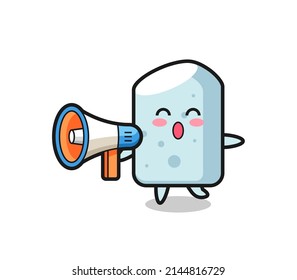 chalk character illustration holding a megaphone , cute design
