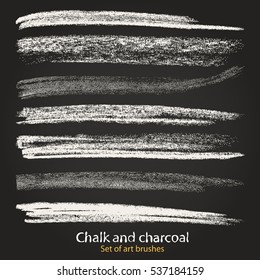 Chalk and charcoal. A set of vector brushstrokes. A high resolution. Stored in the palette. Designed for registration of various design projects: posters, banners. 