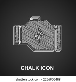 Chalk Check engine icon isolated on black background.  Vector