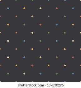 chalk colored polka dot seamless pattern on black chalkboard