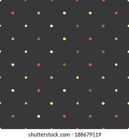 chalk colored polka dot seamless pattern on black chalkboard