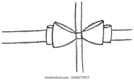 Arco de coquete de giz na fita. Ilustração de vetor desenhada à mão isolada no fundo branco para o casamento do modelo do projeto, aniversário, decoração de Natal ou desconto, venda. EPS10