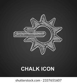 Chalk Cowboy horse riding spur for boot icon isolated on black background.  Vector