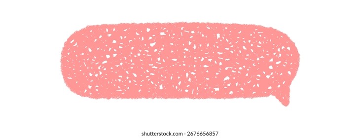 Icono de burbuja de mensaje de dibujo de crayón de tiza y rectángulo pastel con forma orgánica dibujada a mano. Acento del habla y la charla en estilo abstracto áspero para la comunicación creativa o el uso moderno de la etiqueta.