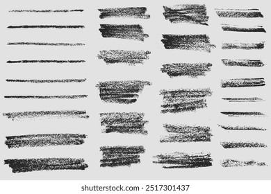 Chalk or crayon texture brush strokes in vector