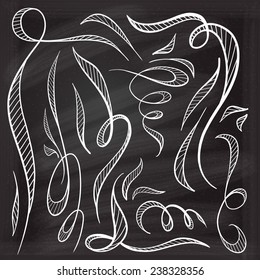 Chalk Decorative Curls And Swirls Design Elements.