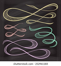Chalk decorative curls and swirls design elements.