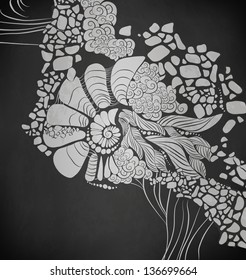 Chalk design sea background of drawing with chalk on blackboard