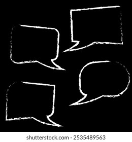 Chalk dialogue icon. Hand drawn speech bubbles. Vector illustration.