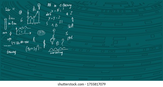 Chalk doodle - abstract background with graphic elements - vector. Banner. Back to school.