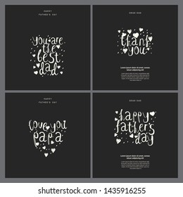 Chalk doodle Father's day greetings cards set, templates kit, universal elements