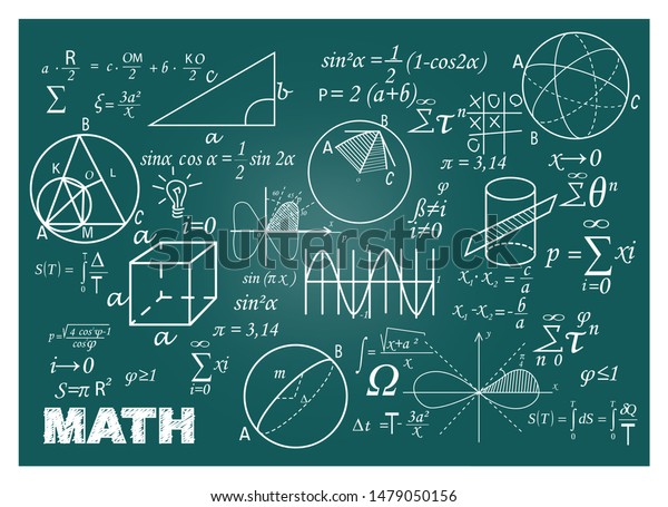 Chalk Doodle Math Blackboard Chalkboard Formulas Stock Vector (Royalty ...