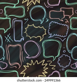 Chalk doodle speech bubbles seamless pattern.