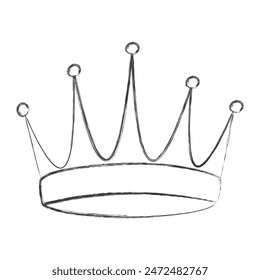 Chalk draw elegant royal crown. Royal imperial coronation symbol. Isolated icon in brush stroke texture paint style. Vector illustration