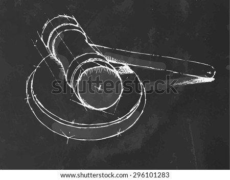 Chalk draw. Hummer for auction. Vector illustration.