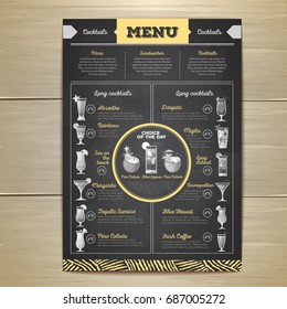 Chalk drawing cocktail menu design. Corporate identity