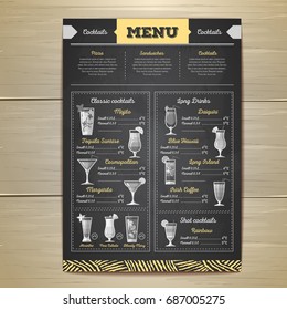 Chalk drawing cocktail menu design. Corporate identity