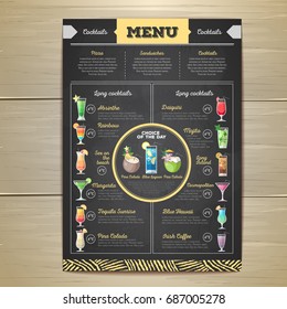 Chalk drawing cocktail menu design. Corporate identity