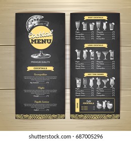 Chalk drawing cocktail menu design. Corporate identity