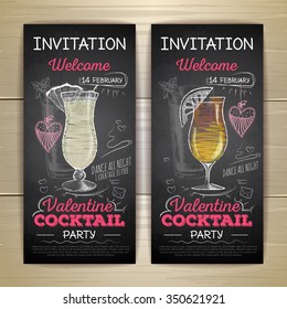 Chalk drawing cocktail valentine party poster