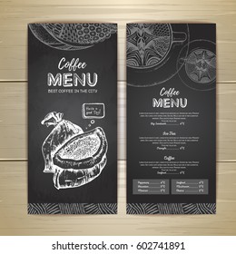 Chalk drawing. Coffee menu design. Decorative sketch of cup of  coffee