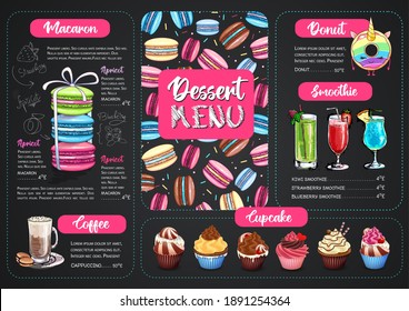 Chalk Drawing Dessert Menu Design With Sweet French Macaroons