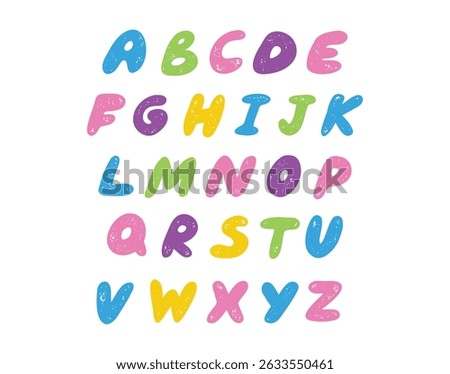 Chalk drawing doodle bold alphabet. Kids pencil textured freehand pastel letters. childish hand drawn ABC school paintbrush. Vector illustration