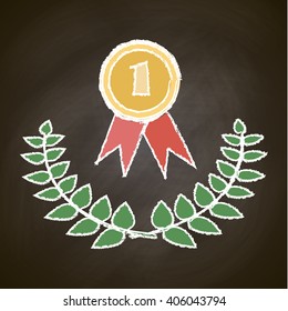 chalk drawing , medal , victory , vector graphics