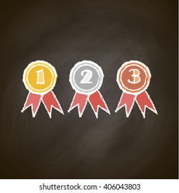 chalk drawing , medal , victory , vector graphics