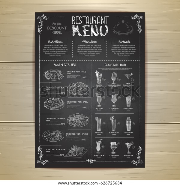 Chalk Drawing Restaurant Menu Design Stock Vector (Royalty Free) 626725634