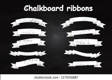 Chalk drawing ribbon. Set - vector stock.