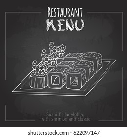 Chalk drawing Sushi menu design