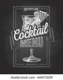 Chalk drawing typography cocktail menu design