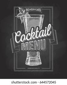 Chalk drawing typography cocktail menu design