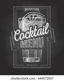 Chalk drawing typography cocktail menu design