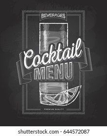 Chalk drawing typography cocktail menu design