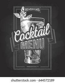 Chalk drawing typography cocktail menu design