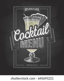 Chalk drawing typography cocktail menu design