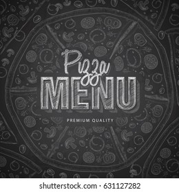 Chalk drawing typography pizza menu design