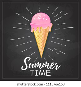 Chalk drawing typography poster design. Lettering poster Summer time