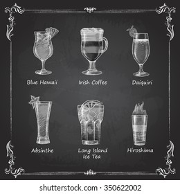 Chalk drawings. cocktail menu