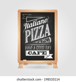 chalk drawings. Menu. Pizza. Retro typography. 