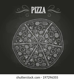 chalk drawings. Pizza