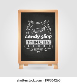 chalk drawings. Retro typography. Candy