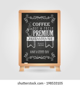 chalk drawings. Retro typography. Coffee