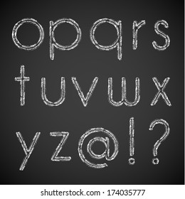 Chalk drawn alphabet characters collection -  lowercase version