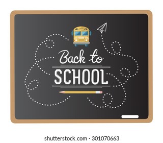 Chalk drawn back to school message vector on chalkboard